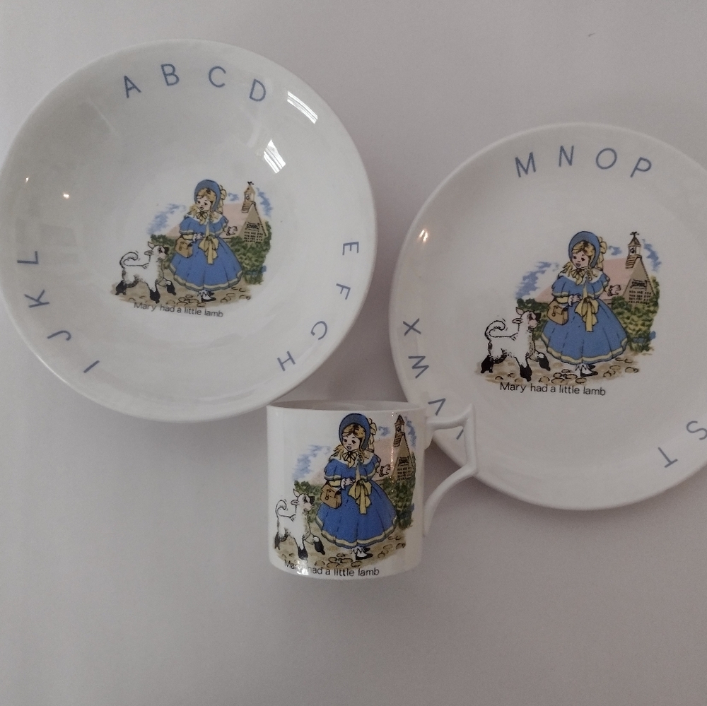 Vintage Mary Had A Little Lamb child's dinner set